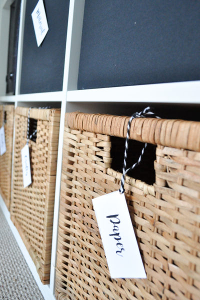 DIY basket tags for home office organization